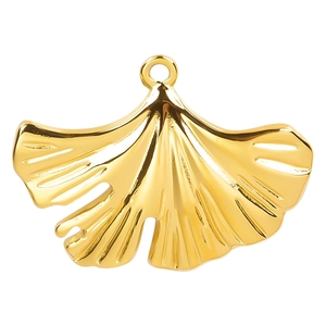 Pendentif feuille de ginkgo en acier inoxydable plaqué or 18k pour la création de bijoux
