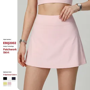 Jupe-short de Tennis Athlétique à Taille Haute pour Femmes Avec Poches en Nylon Élasthanne Respirant Jupe de Sport Trapèze pour la Course Fitness Golf Entraînement Bas