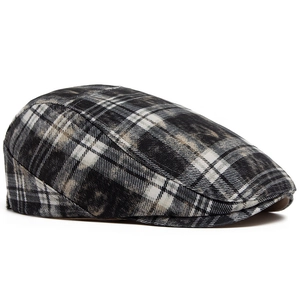 Classic black and white plaid Ivy cap with a vintage washed cotton finish for unisex style