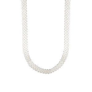 Polished 925 sterling silver multi-row woven mesh necklace chain for women