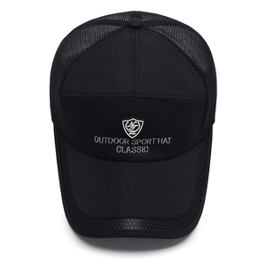 Men's black breathable mesh baseball cap with NJ SPORT embroidery for sun protection