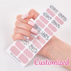 Self Adhesive Waterproof Nail Art Stickers Removable DIY Nail Wraps Geometric Floral Glitter Designs For Women Manicure Decor