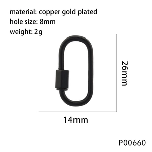 Copper gold plated oval colorful enamel screw gate carabiner for DIY jewelry 26x14mm