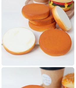 Detail of soft PU artificial burger bun slice with realistic bread texture for DIY crafts