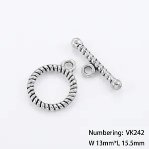 Retro twisted 13mm silver-plated OT toggle clasp for DIY jewelry making and necklace crafts