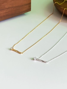 Collier Pendentif en Argent Sterling 925 et Strass pour Femme Chaîne de Clavicule Minimaliste Barre Horizontale Géométrique Bijoux Or Argent