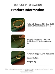 Macro detail of vintage brushed gold jewelry set showing clover bracelet and necklace