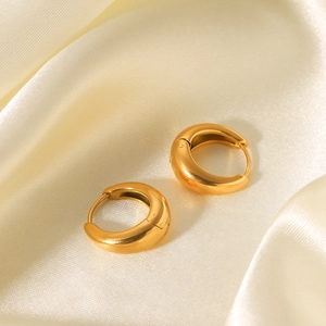U Shaped Hoop Earrings 18K Gold Plated Stainless Steel Geometric Minimalist Ins Style For Women Non Fading