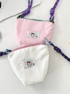 Pink and white lightweight nylon crossbody phone bags with colorful rope straps