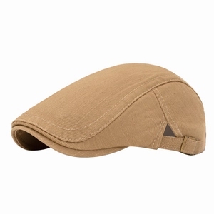 Khaki cotton ivy cap shown at 45-degree angle with adjustable side metal buckle