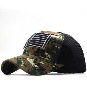Digital Camo Baseball Cap Cotton Breathable Mesh Back Adjustable Tactical Hat With USA Flag Patch For Outdoor Sports