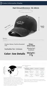Size chart showing baseball cap dimensions including brim length and head circumference