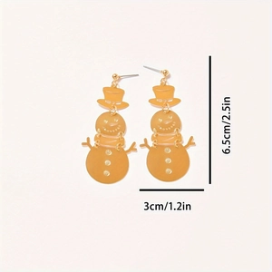 Minimalist gold snowman hollow earrings for women, Christmas festive jewelry gift, 6.5cm