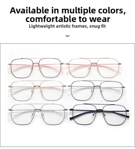 Detail showing vintage double-bridge metal frames in six elegant assorted colors