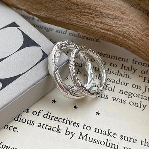 925 Sterling Silver Ring Irregular Lava Texture Coarse Sand Finish Minimalist Fashion Finger Jewelry For Women