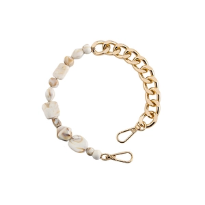 Bohemian acrylic link chain with gold metal rings and marble resin accents