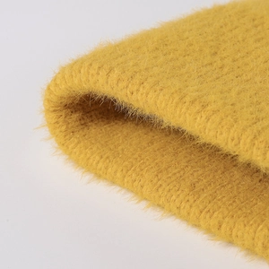 Bonnet en tricot jaune pour femme avec oreilles de chat et logo R en peluche douce hiver