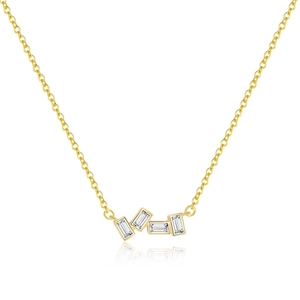Collier minimaliste en argent S925 doré avec pendentif géométrique en zircon rectangulaire