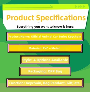 Detailed specifications of animal car keychain made of durable PVC and metal hardware