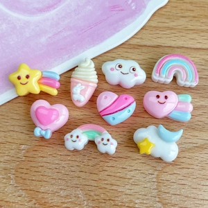 Mini colorful resin cloud and rainbow heart charms for DIY hair accessories and crafts