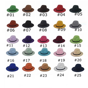 Flat top fedora hat with black chain detail in 25 colors for parent-child wear