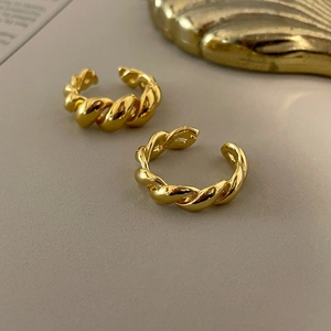 French vintage style S925 sterling silver twisted rope ring in gold finish