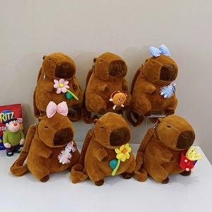 Capybara Plush Backpack Soft Animal Cartoon Shoulder Bag Kawaii Gift For Girls Kids Birthday School Adjustable Straps