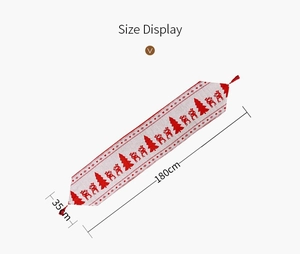 Size display of 180x35cm Christmas table runner with embroidered reindeer and trees
