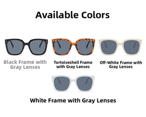 Four color options for oversized square sunglasses featuring stylish metal rivet accents