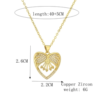 Detailed dimension guide for gold heart pendant necklace with length and weight info