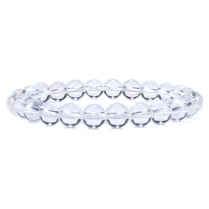 Pulsera minimalista de cristal blanco de 8mm con piedras naturales pulidas lisas
