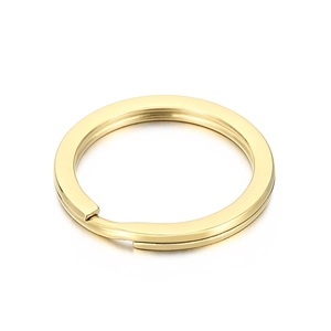 Polished golden stainless steel key ring with double-loop structure for DIY accessories