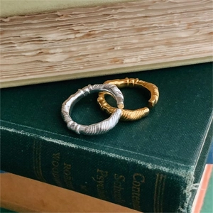 Minimalist 925 sterling silver knotted open rings in gold and silver vintage textures