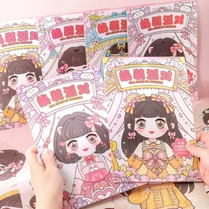 Detail of girl dress up stickers book with 12 sheets of cute PVC cartoon illustrations