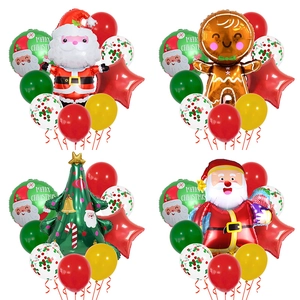 Christmas Aluminum Foil Santa Claus Gingerbread Man Snowman Tree Star Latex Balloons For Holiday Party Home Decoration Collection