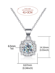 Elegante S925 Silber Moissanit Halskette mit verstellbarer Kette fuer Damen Alltagsschmuck.