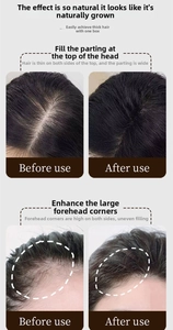 Hairline powder application showing before and after thinning hair coverage
