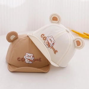 Baby Soft Brim Baseball Cap Quick Dry Bear Ears Embroidery Cartoon Sun Hat For Infants Boys Girls