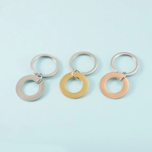 Round Pendant Keychain Mirror Polished 304 Stainless Steel DIY Blank Dog Tag Circle Ring Simple Industrial Style