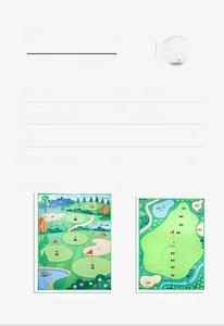 Especificaciones detalladas de dimensiones para alfombras de golf infantiles y equipo completo