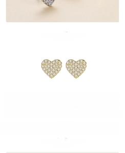 Detailed technical specifications of 8.7x7.9mm heart stud earrings with cubic zirconia