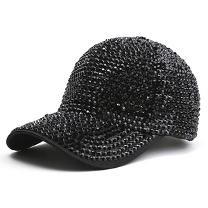 Sparkling black rhinestone street dance baseball cap with full crystal stud embellishments