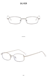 Front and side views of silver vintage minimalist small metal frame glasses