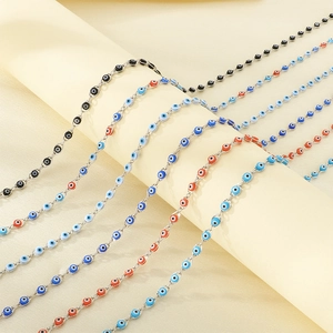 Evil Eye Necklace And Bracelet Titanium Steel Colorful Resin Beads Nazar Style Small Crowd Design Fashion For Women