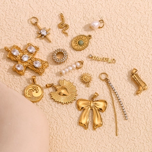 DIY Jewelry Pendants 18K Gold Plated Stainless Steel For Necklace Making Various Shapes Artificial Pearl Zircon Vintage Fashion Charms