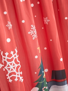 Close-up of red Christmas snowman fabric showing detailed texture and festive print