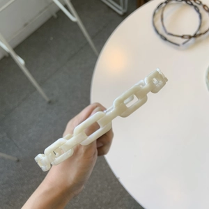Minimalist acetate thick link chain headband for women with a glossy white finish