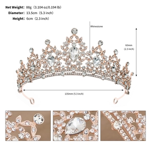 Detailed size specifications for rhinestone crown with 13.5cm diameter and 6cm height