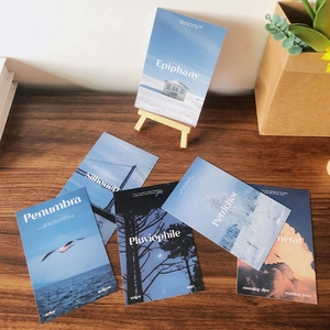 Set of 6 aesthetic Nordic style wall decor cards with scenic photos and quotes