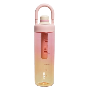 Minimalist gradient pink and yellow 500ml plastic water bottle with tea filter and scale